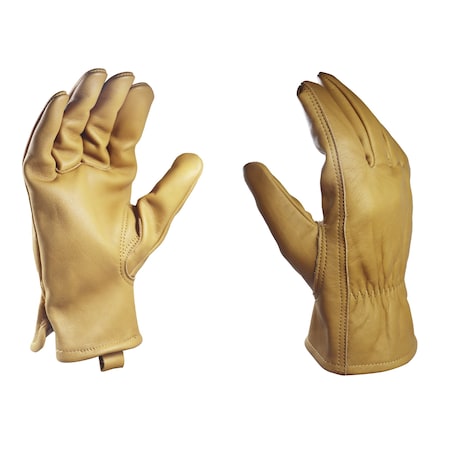 Ge Leather Drivers Gloves, Cow Split Leather, Shirred Elastic Wrist, Keystone Thumb, Tan, M 1 PR GG309MC